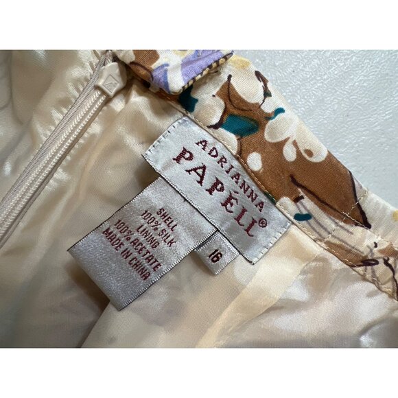 Adrianna Papell Lavender Silk Blouse & Floral Pants Set Size 16 - Picture 6 of 13